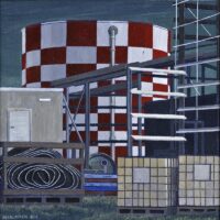 RED AND WHITE TANK - Broadwater sugar mill NSW- 35x35cm - 2011